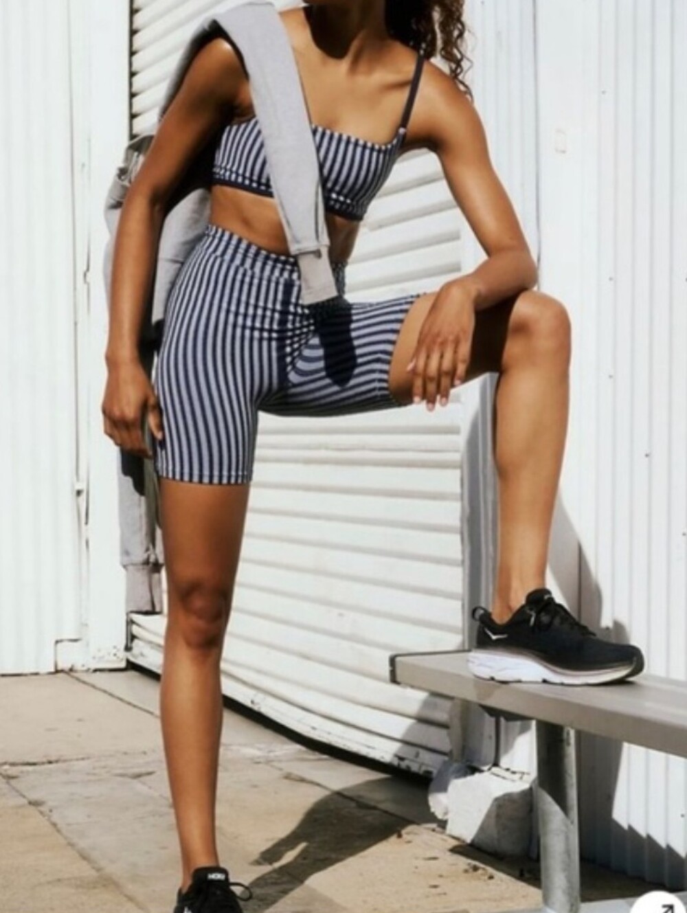 FP Movement by Free People Navy & White Striped Tank Biker Shorts Set XL New